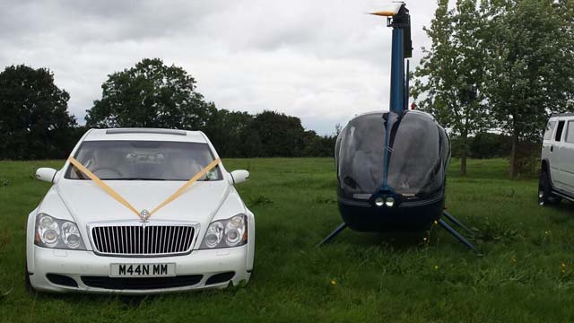 luxury car and helicopter for prestige wedding cars Birmingham