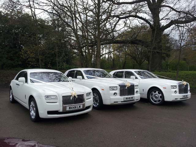 Luxury wedding car hire white rolls royces for prestige wedding cars West Midlands