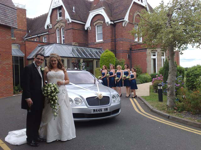Wedding car arrival at reception