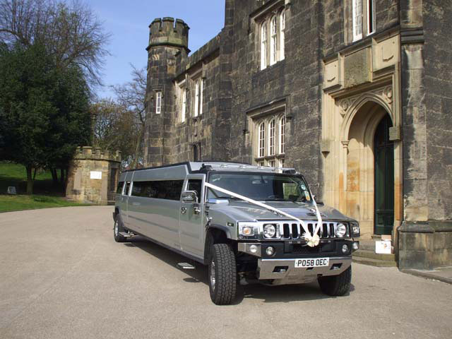 Silver Hummer limo for wedding hire