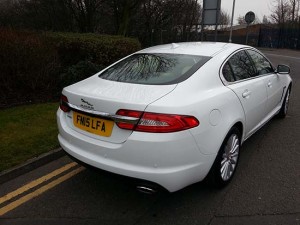rear of new jaguar for prestige wedding car hire birmingham