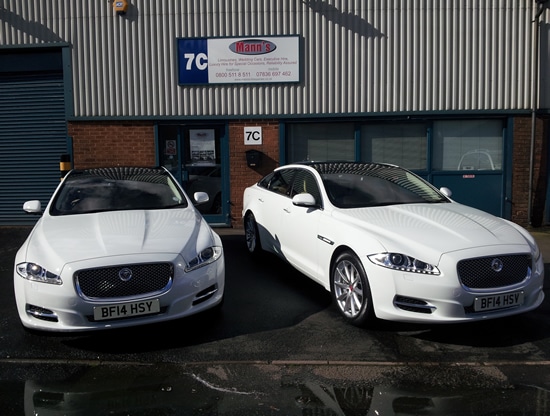 Jaguar XJ LWB White wedding car hire near me