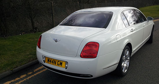 White Continental Bentley Flying Spur Photos (1) White Continental Bentley Flying Spur for prestige wedding cars Birmingham