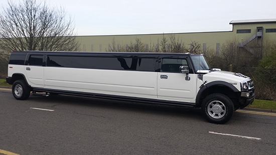 white hummer limo for limo hire birmingham