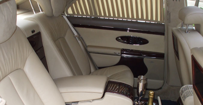 White Maybach Interior for prestige wedding cars