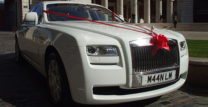 White Rolls Royce Ghost White Rolls Royce Ghost car hire for prestige wedding cars Birmingham