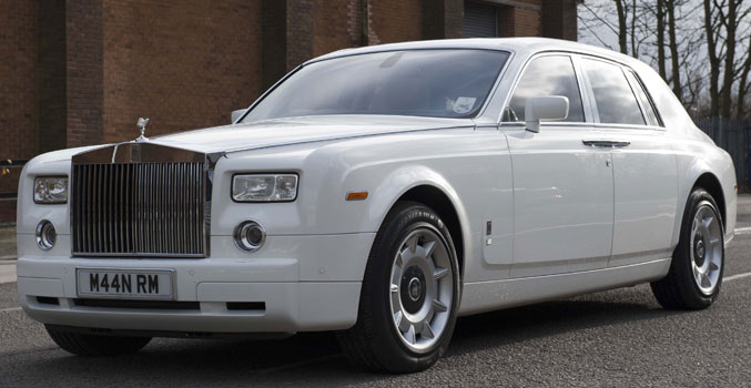 White Rolls Royce Phantom for prestige wedding cars Birmingham