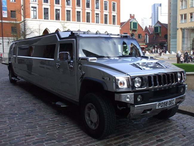 Silver Hummer Limo for limo hire Birmingham