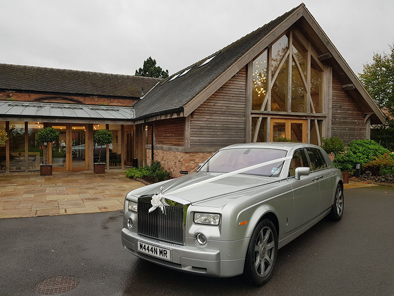 Silver Rolls Royce Phantom for prestige wedding car hire birmingham