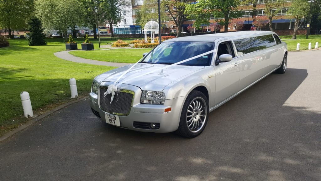 silver wedding limo