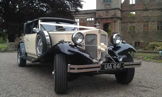 Vintage Wedding Car Hire Derby Ivory & Black Beauford Tourer