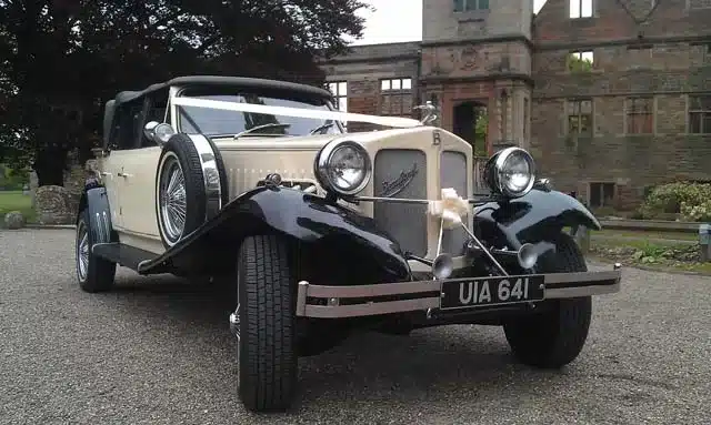 Vintage Wedding Car Hire Leicester Ivory & Black Beauford Tourer