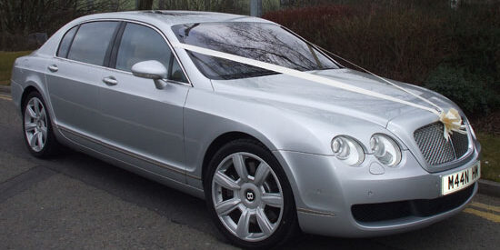 Luxury Silver Bentley continental for prestige wedding cars Birmingham
