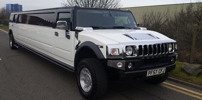 White Hummer limo for limo hire birmingham