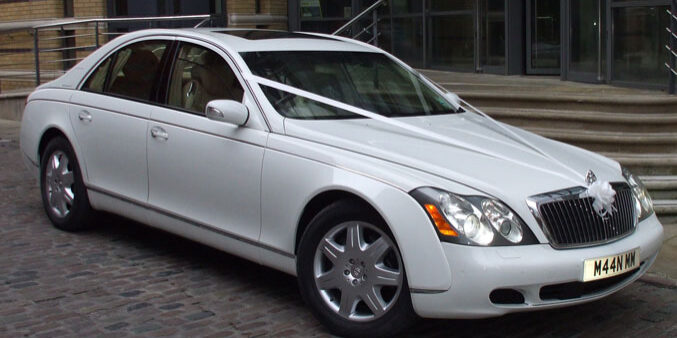 White Maybach Manns Limo for prestige wedding cars Birmingham