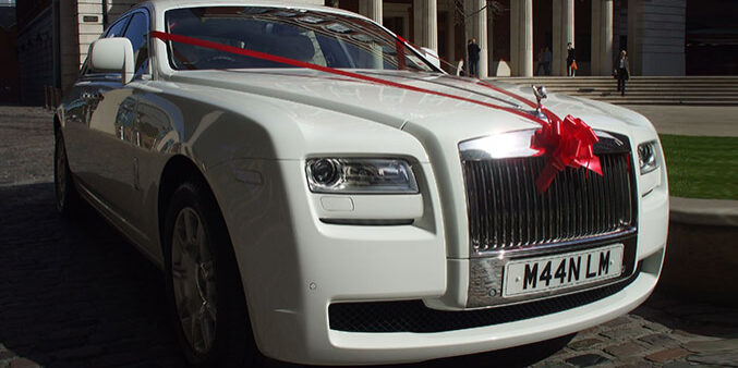 White Rolls Royce Ghost car hire for prestige wedding cars Birmingham