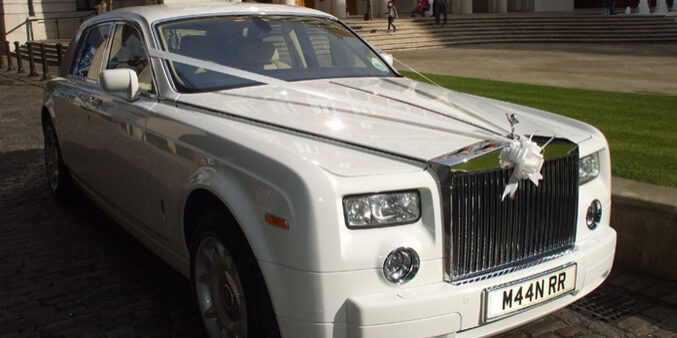 White Rolls Royce Phantom hire for prestige wedding cars Birmingham